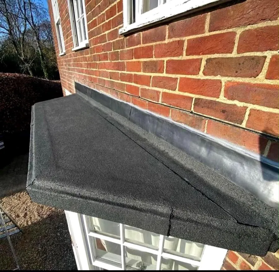 New mineral felt and lead upstand on a bay window canopy, Imperial Roofcraft roofing job in London and Surrey
