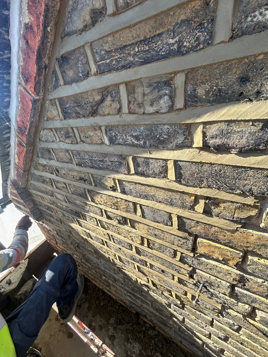 Freshly repointed stock brickwork close up, Imperial Roofcraft roofing job in London and Surrey